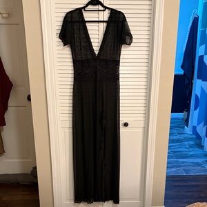 Elegant Black Lace Dress Chemise - Size Large